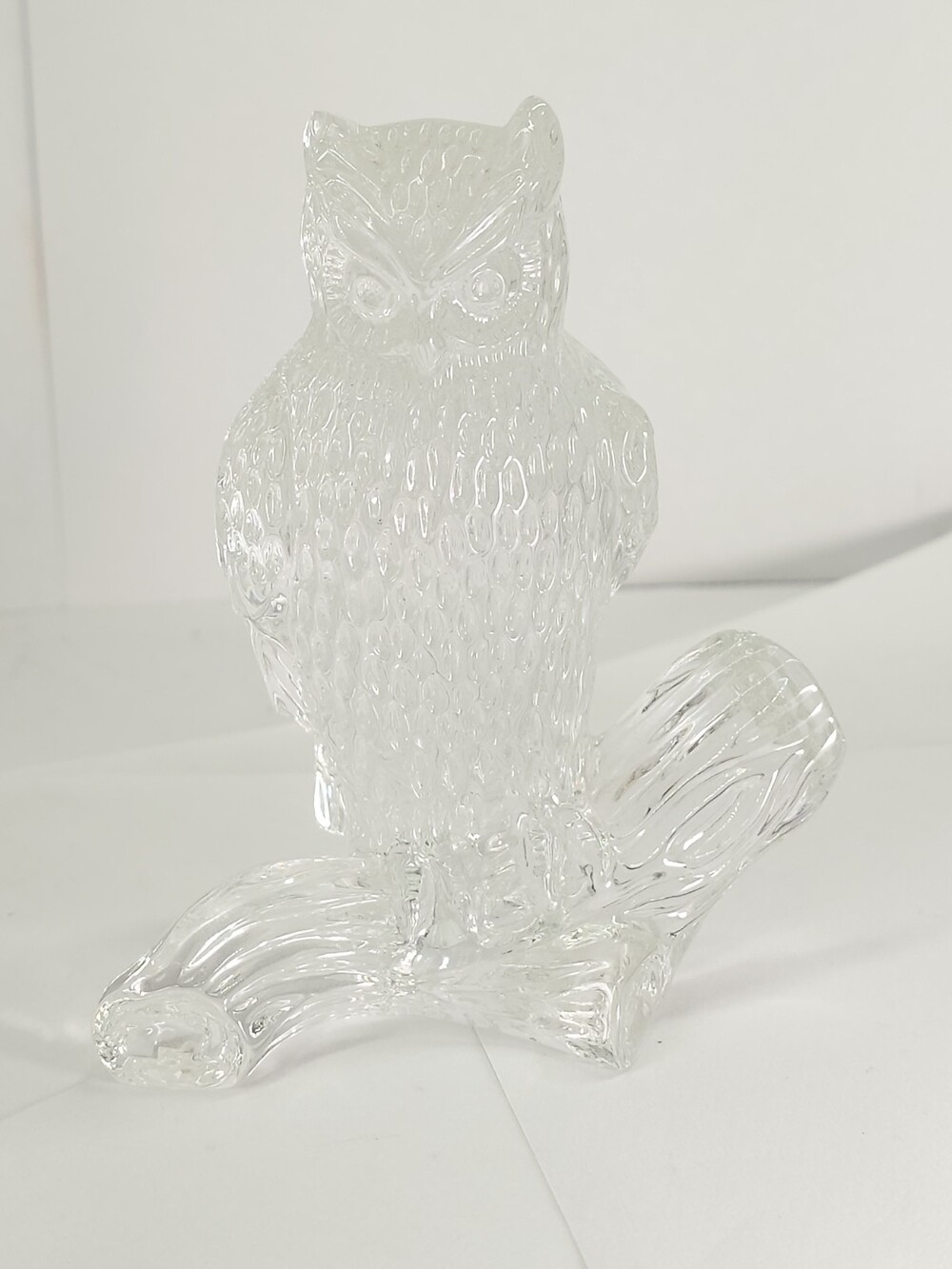 Crystal Owl On A Branch Paperweight Barn Owl Figure 4.5”x 3.5” Signed WATERFORD